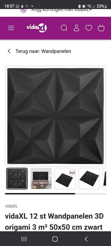 Wandpanelen 50x50cm 3D origami vida xl 12m2, Huis en Inrichting, Stoffering | Behang, Zwart, minder dan 10 m², Ophalen