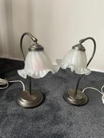 Te koop 2 nachtkast lampjes, Huis en Inrichting, Lampen | Tafellampen, Ophalen, Zo goed als nieuw, Glas, Minder dan 50 cm