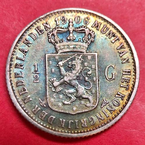 Halve gulden 1906. Zfr/Pr., Postzegels en Munten, Munten | Nederland, Losse munt, ½ gulden, Koningin Wilhelmina, Zilver, Ophalen of Verzenden