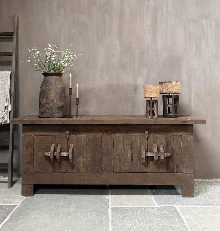 TV meubel Driftwood| TV meubel oud hout 180cm, Huis en Inrichting, Woonaccessoires | Overige, Nieuw, Ophalen