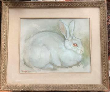 Konijn, schilderij, pastel, Co Daniels Chevallier, Artis. beschikbaar voor biedingen