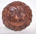 Prachtige houten wandplaquette Flamingo dansers. Drsn. 22cm., Antiek en Kunst, Ophalen of Verzenden