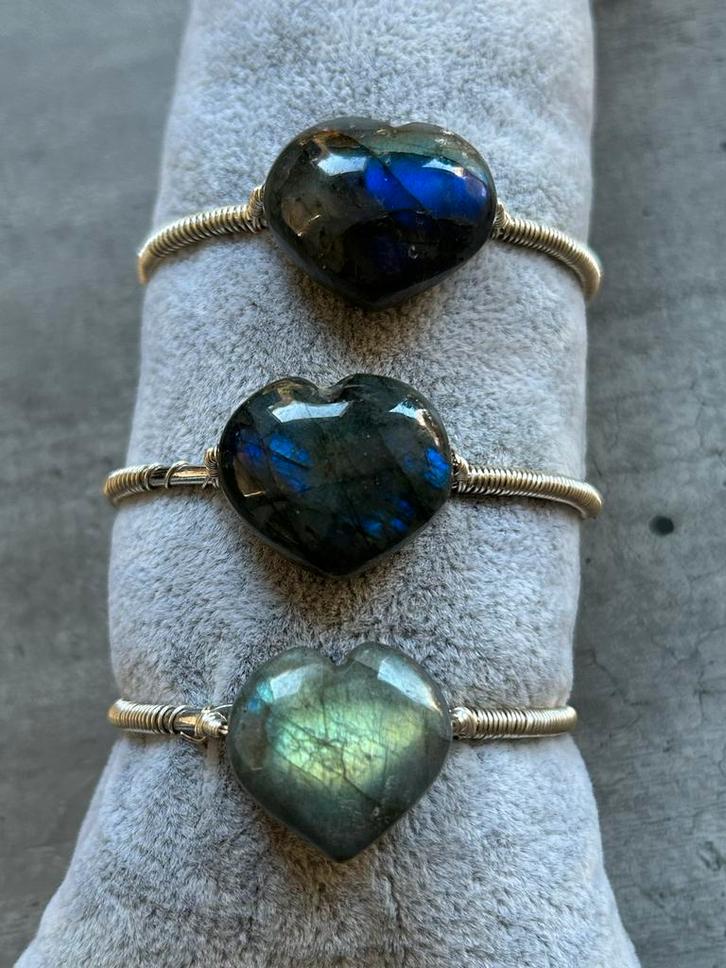 3 x Labradoriet Armband - met RVS-  pr.p.stuk, Sieraden, Tassen en Uiterlijk, Armbanden, Nieuw, Overige materialen, Grijs, Met edelsteen