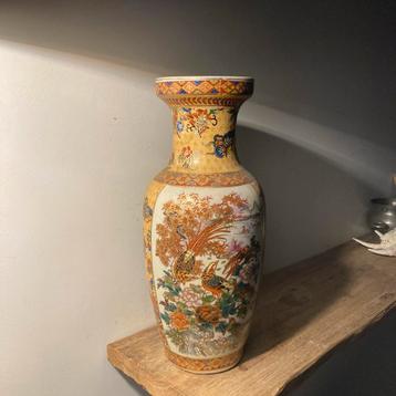 Vintage Chinese Vaas Bloemen & Vogels 35cm beschikbaar voor biedingen