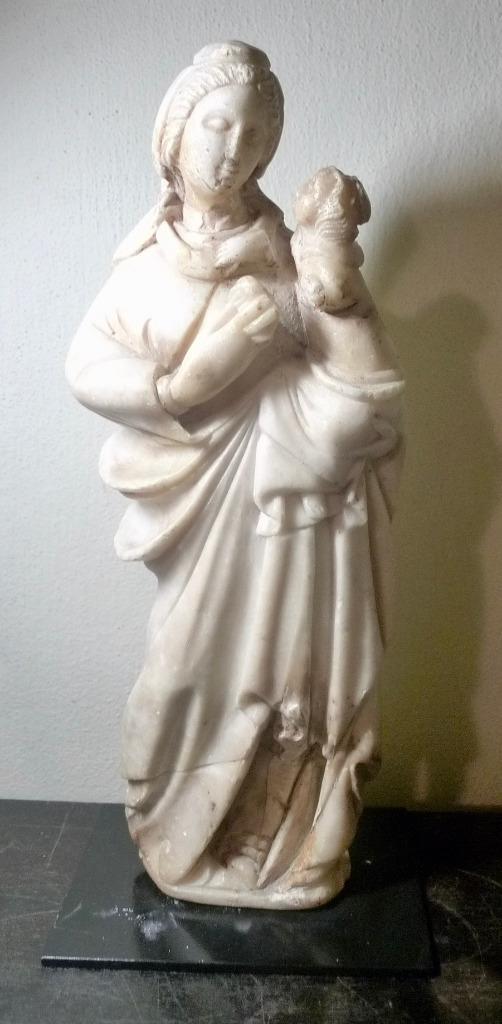 Madonna met kind 17e eeuw Italiaans albast, Antiek en Kunst, Antiek | Religie, Ophalen of Verzenden