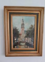 Antiek schilderijtje met stadsgezicht Delft, Antiek en Kunst, Ophalen of Verzenden