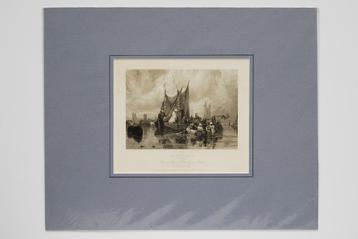 River Dorte / Rivier de Dordt - Antieke illustratie (1836) beschikbaar voor biedingen