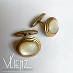 Twee vintage goudkleurige manchetknopen, knopen, Overige materialen, Gebruikt, -, -