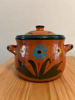 Aardewerk oranje pot met deksel, Huis en Inrichting, Keuken | Potten en Pannen, Ophalen, Zo goed als nieuw, Overige materialen
