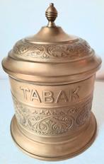 Antieke geel koperen tabakspot, Ophalen of Verzenden, Gebruikt, Tabaksdoos of Verpakking