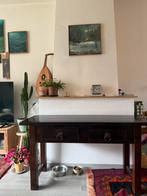 Houten Console Tafel met Laden – Donkerbruin, Huis en Inrichting, Tafels | Sidetables, Ophalen, 100 tot 150 cm, Zo goed als nieuw