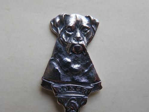 Verzilverd lepeltje Dierenbescherming Boxer/ Boxerkop / Hond, Antiek en Kunst, Antiek | Bestek, Verzenden