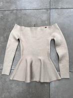 JOSHV JOSH V BEIGE DIKKE WOLLEN OFF SHOULDER TRUI MAAT S, Beige, Ophalen of Verzenden, Zo goed als nieuw, Maat 36 (S)