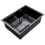 Spoelbak droogrek | Wasbak | Gootsteen | 59x44x20cm | Zwart, Huis en Inrichting, Keuken | Keukenelementen, Zwart, 25 tot 50 cm