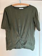 Khaki shirt met knoopdetail en streeppatroon - maat S, Pigalle, Ophalen of Verzenden, Zo goed als nieuw, Korte mouw