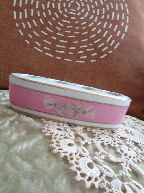 Vintage Roze Porseleinen Lippenstift Houder  ** Mimosa **, Antiek en Kunst, Curiosa en Brocante, Ophalen of Verzenden