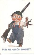 Ansichtkaart, jongetje met geweer en dood vogeltje. 1912, Verzamelen, Ansichtkaarten | Themakaarten, Gelopen, Kinderen, Voor 1920