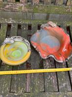 2 massief glazen jugendstil schalen , oranje gesigneerd, Antiek en Kunst, Antiek | Glas en Kristal, Ophalen of Verzenden