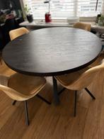 Zwarte ronde eettafel 120cm met metalen poten, Huis en Inrichting, Tafels | Eettafels, Ophalen, Gebruikt, 100 tot 150 cm, Rond