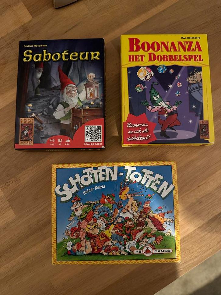 Spellenset: Saboteur, Boonanza Dobbelspel, Schotten Totten, Hobby en Vrije tijd, Gezelschapsspellen | Bordspellen, Zo goed als nieuw