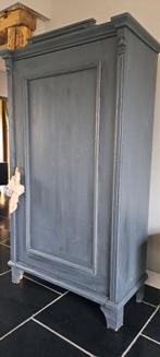 Donkergrijze antiek/landelijke kast, Ophalen, Landelijk/ vintage, 50 tot 100 cm, Overige houtsoorten