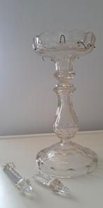 Antieke glazen kandelaar met druppels in doos, Antiek en Kunst, Antiek | Glas en Kristal, Ophalen