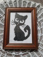 Geborduurde Kat in Lijst, Ophalen of Verzenden, Zo goed als nieuw, Handborduren, Borduurpakket