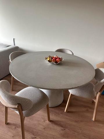 Goossens Beton Eettafel Stone - Lichtgrijs/beige - 140 cm beschikbaar voor biedingen