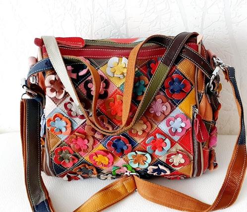 Boho Ibiza tas kleurrijke leren tas Dames tas leer, Sieraden, Tassen en Uiterlijk, Tassen | Damestassen, Nieuw, Schoudertasje