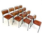 10x vintage Gispen TU Delft jaren ‘60, Vijf, Zes of meer stoelen, Metaal, Ophalen of Verzenden, Vintage retro buisframe design rotan stapelbaar