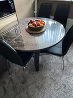 Marmerlook tafel, Huis en Inrichting, Tafels | Eettafels, Overige materialen, 100 tot 150 cm, Rond, Ophalen of Verzenden