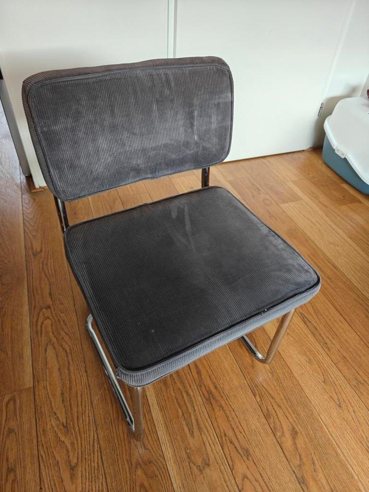 4 Huiskamerstoelen, Huis en Inrichting, Stoelen, Gebruikt, Vier, Stof, Grijs, Ophalen