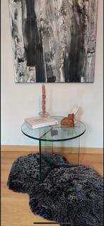 Glazen salontafel, Huis en Inrichting, Tafels | Bijzettafels, Minder dan 55 cm, Rond, Ophalen, 45 tot 60 cm