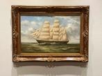 Schilderij van een zeilschip (olieverf op doek), Antiek en Kunst, Ophalen of Verzenden