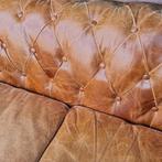 Chesterfield bank cognac bruin leer + GRATIS BEZORGING, Chesterfield, Rechte bank, Gebruikt, Leer