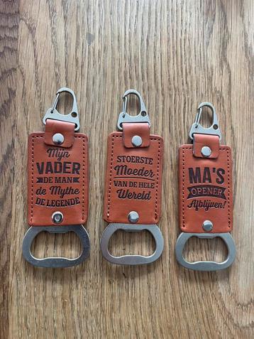 Nog 3 nieuwe bruin leren Fles Openers voor Vader/Moeder beschikbaar voor biedingen