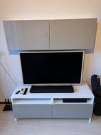 Besta tv kast, met boven kast , in hoogglans wit/taupe., Ophalen, 150 tot 200 cm, Zo goed als nieuw, Minder dan 100 cm