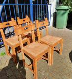 4 brutalist vintage stoelen jaren 60, Ophalen, Gebruikt, Bruin, Hout