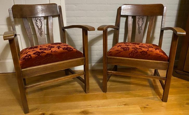 2 Antieke fauteuils, Antiek en Kunst, Antiek | Meubels | Stoelen en Banken, Ophalen