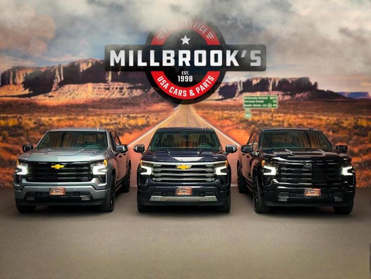 Chevrolet USA Silverado High Country 6.2 V8 420 PK, BPM VRIJ, Auto's, Bestelauto's, Bedrijf, Te koop, 4x4, Lederen bekleding, Metallic lak
