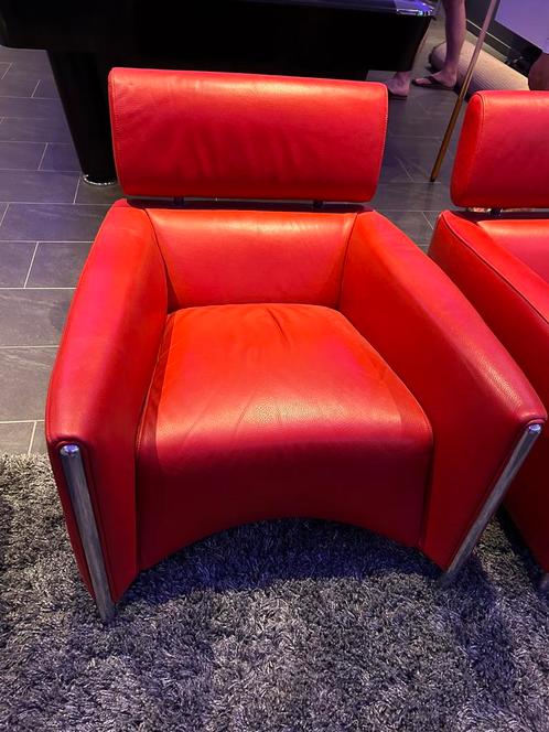 Rode leren Leolux Oblomov stoel in nieuwstaat, Huis en Inrichting, Stoelen, Zo goed als nieuw, Eén, Rood, Ophalen of Verzenden