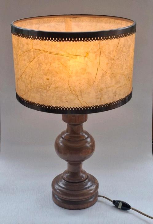 Grote Vintage Houten Tafellamp, Huis en Inrichting, Lampen | Tafellampen, Zo goed als nieuw, 50 tot 75 cm, Ophalen of Verzenden