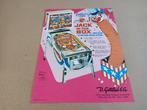 Flyer: Gottlieb Jack In The Box (1973) Flipperkast, Verzamelen, Automaten | Flipperkasten, Ophalen of Verzenden, Gebruikt, Elektronisch