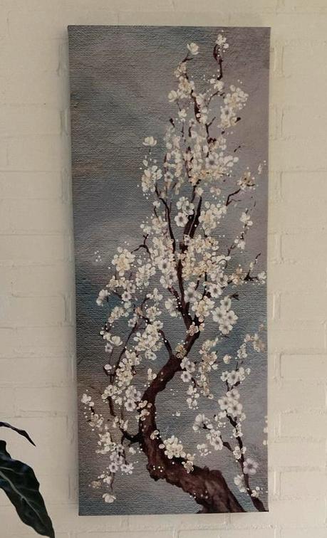 Leuk schilderij met bloesemtak, Huis en Inrichting, Woonaccessoires | Schilderijen, Tekeningen en Foto's, Zo goed als nieuw, Schilderij