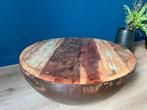 Bruine komvormige salontafel 70 cm met houten blad, Huis en Inrichting, Ophalen, 50 tot 100 cm, Rond, Zo goed als nieuw