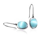Zinzi zilver 925 oorhangers oorbellen Turquoise kattenoog, Hangers, Blauw, Nieuw, Ophalen of Verzenden