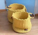 Kidsdepot 2 opbergmanden, gevlochten, geel, 38/38 & 34/34 cm, Overige materialen, Gebruikt, Mand, Rond