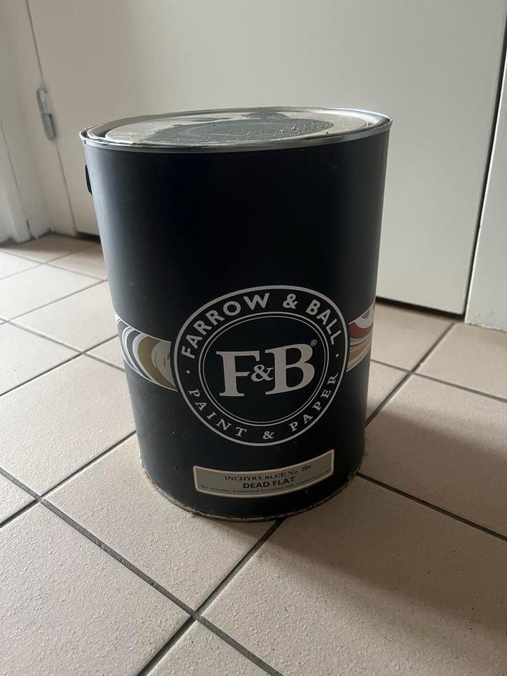Farrow & Ball Inchyra Blue No 289 - 5 liter, Doe-het-zelf en Verbouw, Verf, Beits en Lak, Zo goed als nieuw, Verf, 5 tot 10 liter