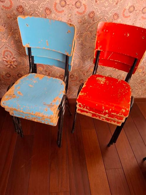 Vintage 6 st voor 25 euro doorleefde schoolstoel '50/60, Antiek en Kunst, Antiek | Meubels | Stoelen en Banken, Ophalen