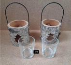 Waxinelichthouder - Boomschors - Berkenboom - Kerst, Ophalen of Verzenden, Zo goed als nieuw